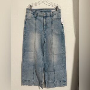 GAP High Rise Stride Ankle Jeans Light Indigo Wide Leg Crop NWT 28 Short